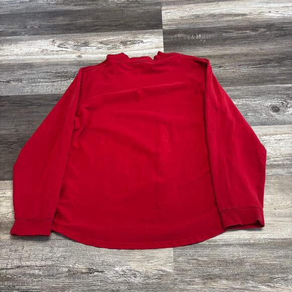 Vintage Y2k 2000s Nike Red Mens L Mock Neck Silver Swoosh Blank T-shirt Heavy - Picture 2 of 11